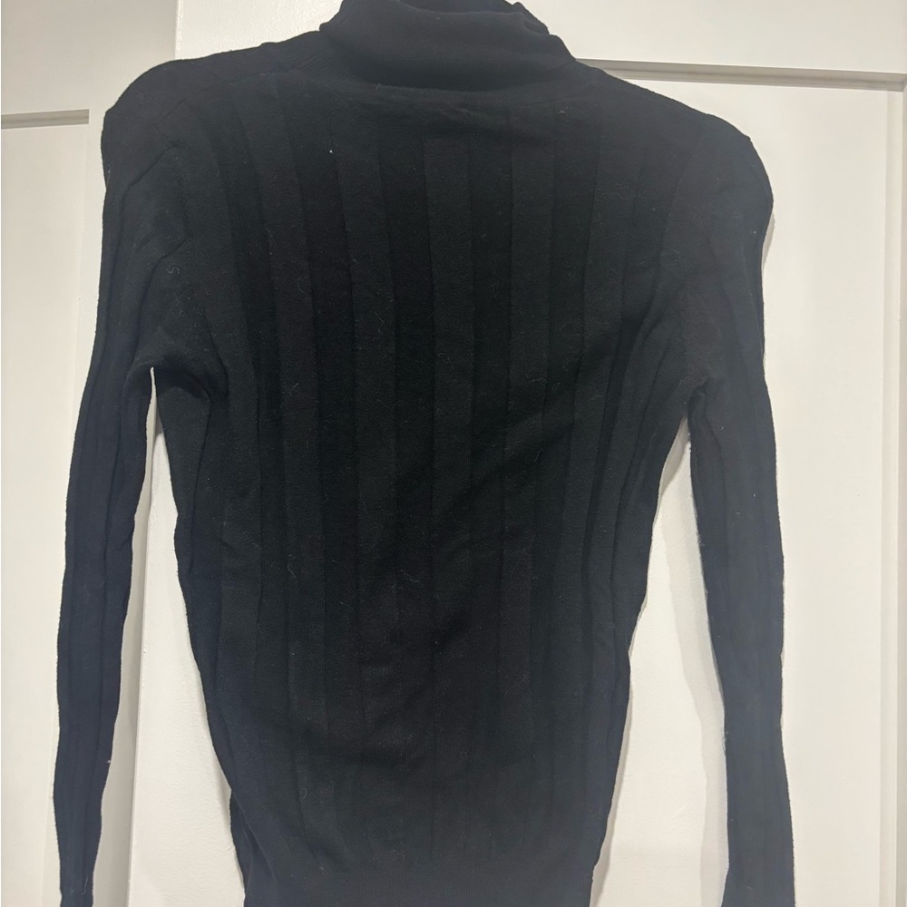 Black Ribbed Turtleneck Sweater